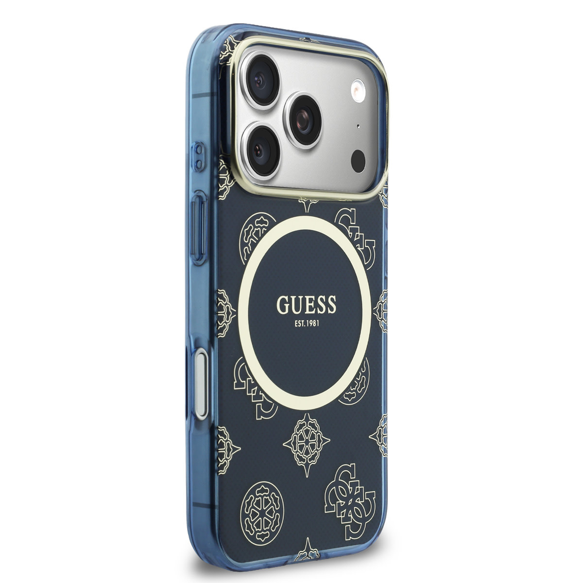 Guess Guess iPhone 17 Pro Max Backcover hoesje - Magsafe - IML Peony Hot Stamp Design - Navy, foto 4 van 6