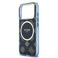 Guess Guess iPhone 17 Pro Max/iPhone 18 Pro Max Coque arrière MagSafe IML motif pivoine estampé à chaud - Bleu marine