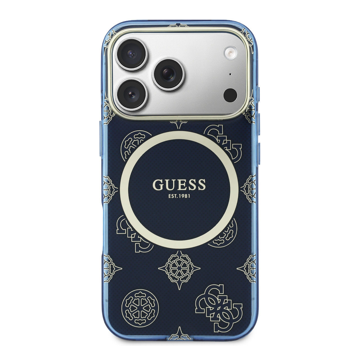 Guess Guess iPhone 17 Pro Max Backcover hoesje - Magsafe - IML Peony Hot Stamp Design - Navy, foto 3 van 6