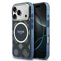 Guess Guess iPhone 17 Pro Max/iPhone 18 Pro Max Coque arrière MagSafe IML motif pivoine estampé à chaud - Bleu marine