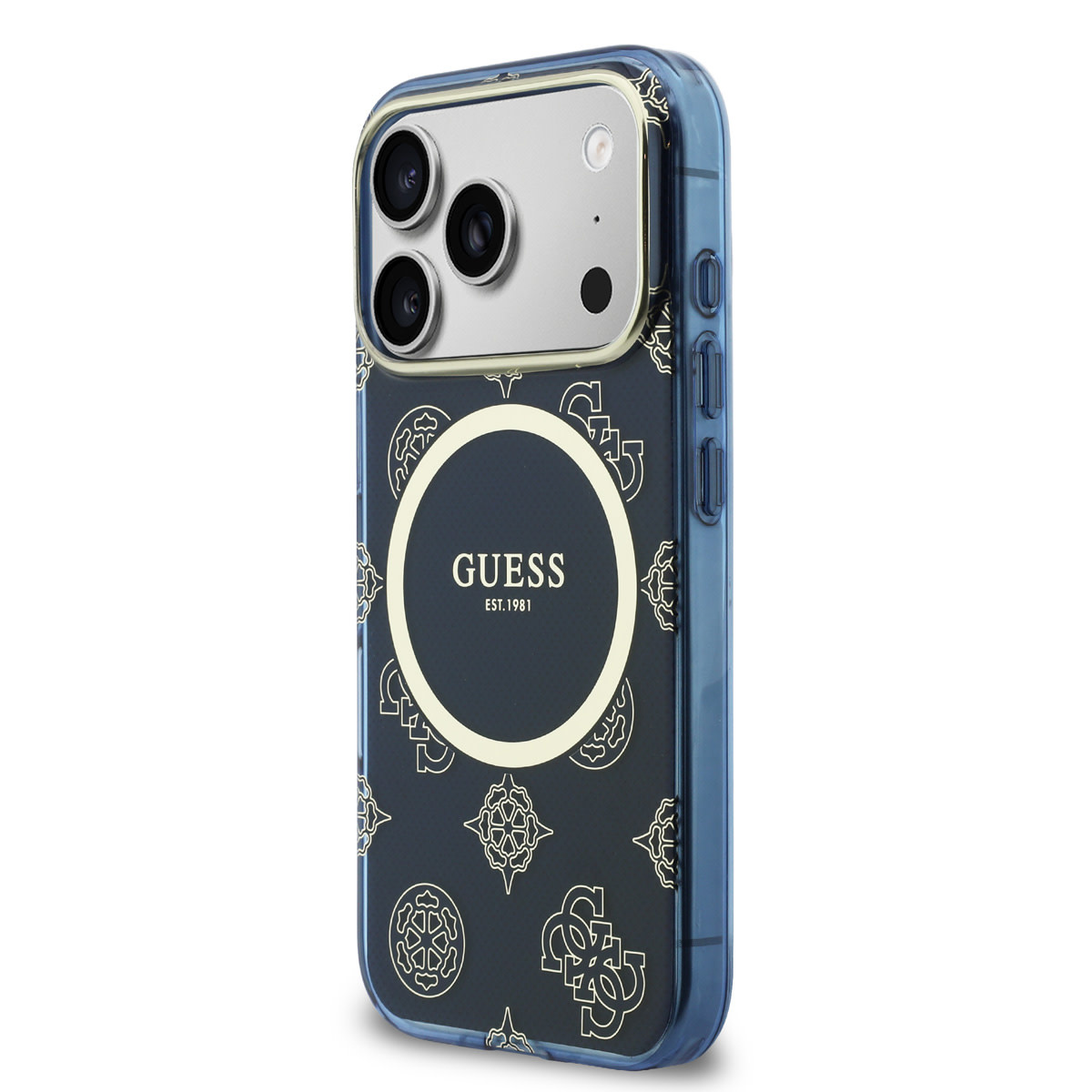 Guess Guess iPhone 17 Pro Max Backcover hoesje - Magsafe - IML Peony Hot Stamp Design - Navy, foto 2 van 6