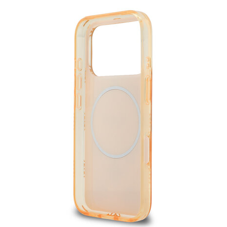 Guess Guess iPhone 17 Pro Max Backcover hoesje - Magsafe - IML Peony Hot Stamp Design - Oranje