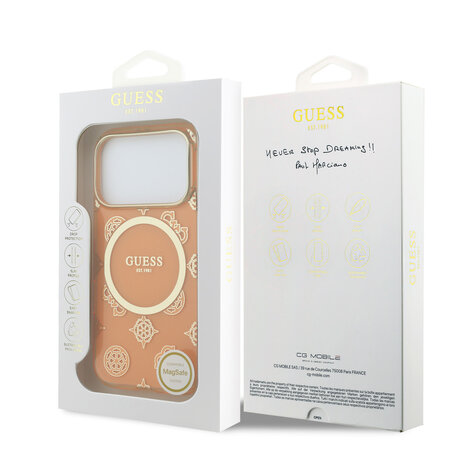 Guess Guess iPhone 17 Pro Max Back cover case - Magsafe - IML Peony Hot Stamp Design - Orange Guess Guess iPhone 17 Pro Max Back cover case - Magsafe - IML Peony Hot Stamp Design - Orange