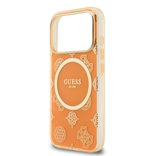 Guess Guess iPhone 17 Pro Max/iPhone 18 Pro Max Handyhülle MagSafe IML geprägtes Pfingstrosenmotiv - Orange