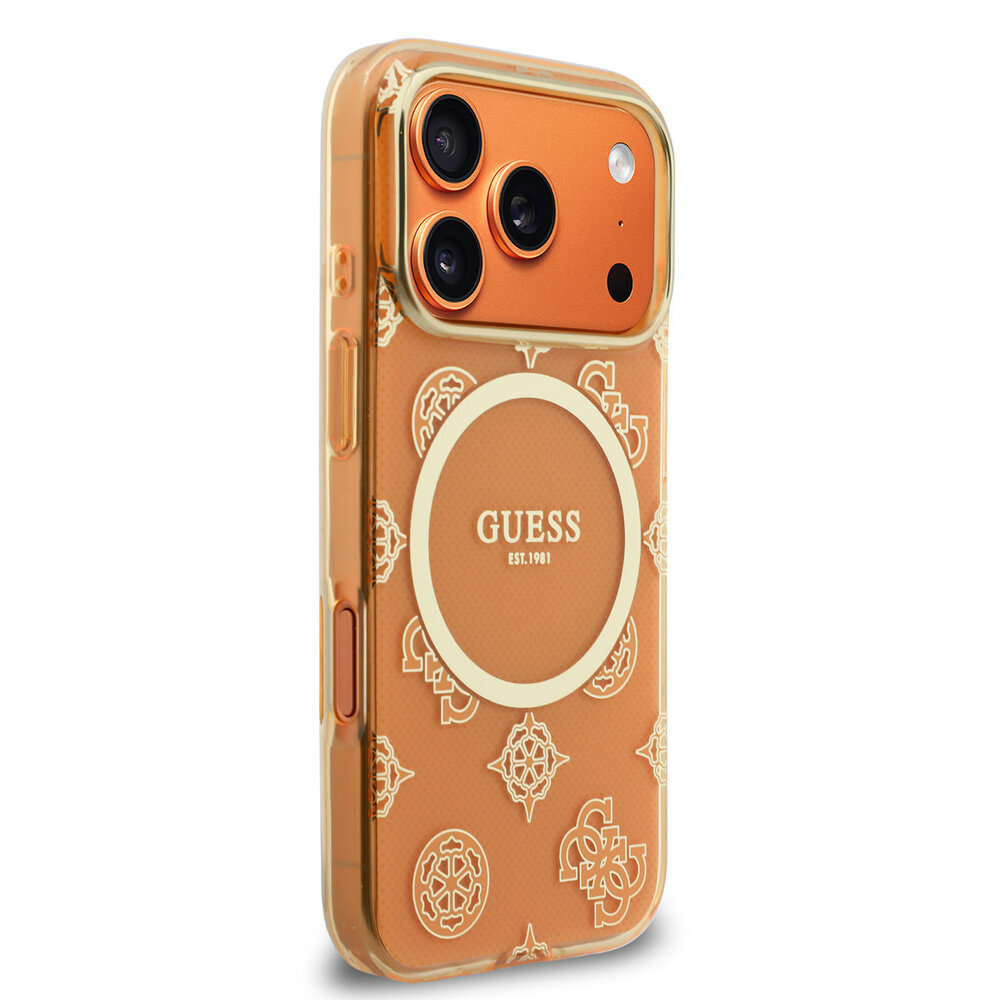 Guess Guess iPhone 17 Pro Max Back cover coque - Magsafe - IML Peony Hot Stamp Design - Orange