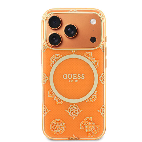Guess Guess iPhone 17 Pro Max/iPhone 18 Pro Max Coque arrière MagSafe IML motif pivoine estampé à chaud - Orange