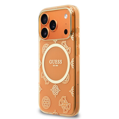 Guess Guess iPhone 17 Pro Max/iPhone 18 Pro Max Coque arrière MagSafe IML motif pivoine estampé à chaud - Orange