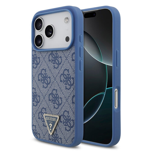 Guess Guess iPhone 17 Pro/iPhone 18 Pro Coque arrière MagSafe cordon bandoulière 4G logo triangulaire - Bleu