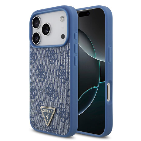 Guess Guess iPhone 17 Pro Backcover hoesje - MagSafe With Crossbody Lanyard - 4G Triangle Logo - Blauw