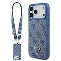 Guess Guess iPhone 17 Pro Max/iPhone 18 Pro Max Coque arrière MagSafe cordon bandoulière 4G logo triangulaire - Bleu