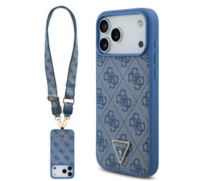 Guess Guess iPhone 17 Pro Max  Back cover case - MagSafe With Crossbody Lanyard - 4G Triangle Logo - Blue