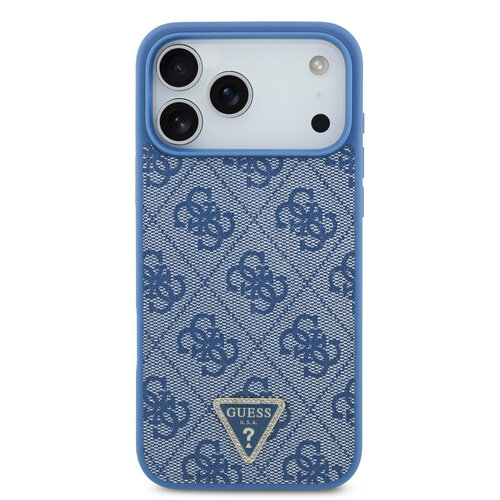 Guess Guess iPhone 17 Pro Max/iPhone 18 Pro Max Coque arrière MagSafe cordon bandoulière 4G logo triangulaire - Bleu