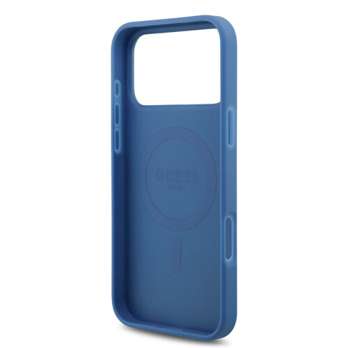 Guess Guess iPhone 17 Pro Max/iPhone 18 Pro Max Coque arrière MagSafe cordon bandoulière 4G logo triangulaire - Bleu
