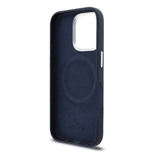Lacoste Lacoste iPhone 16 Pro Max Back cover coque - Navy - MagSafe - Metal Edges - Iconic Petit Pique Logo