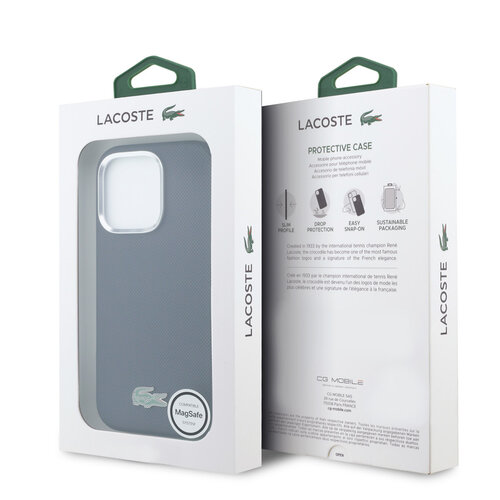 Lacoste Lacoste iPhone 16 Pro Max Back cover coque - Navy - MagSafe - Metal Edges - Iconic Petit Pique Logo