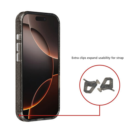 TUNIQ TUNIQ iPhone 16 Pro Back-Cover hul - Magsafe - Glitter - Hanger - Schwarz