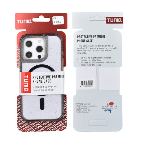TUNIQ TUNIQ iPhone 16 Pro Back cover case - Magsafe - Glitter - Hanger - Black