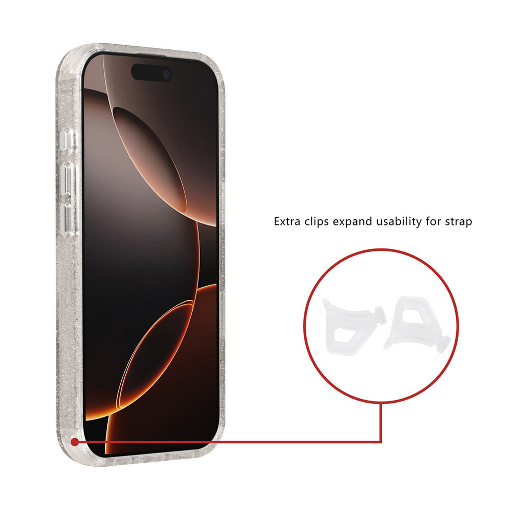 TUNIQ TUNIQ iPhone 16 Pro Back cover case - Magsafe - Glitter - Hanger - Transparent