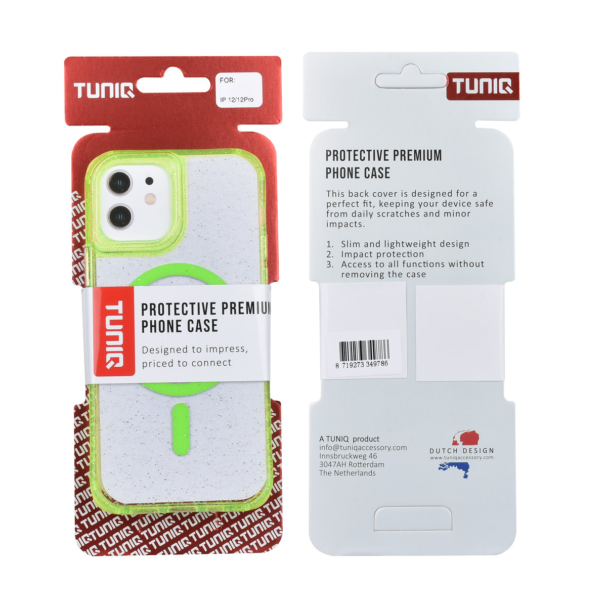 TUNIQ TUNIQ iPhone 12 - 12 Pro Backcover hoesje - Magsafe - Glitter - Hanger - Groen, foto 3 van 3