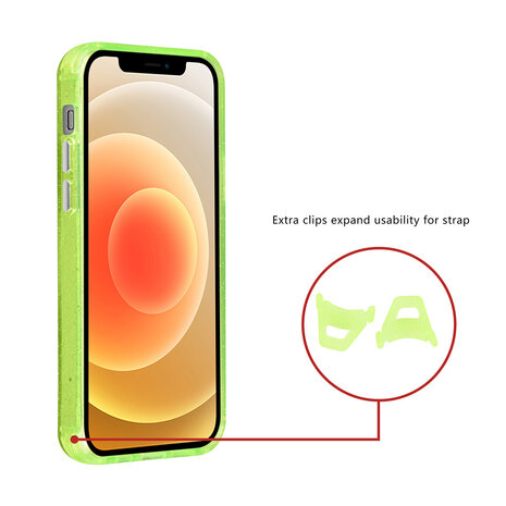 TUNIQ TUNIQ iPhone 12 - 12 Pro Back-Cover hul - Magsafe - Glitter - Hanger - Grün