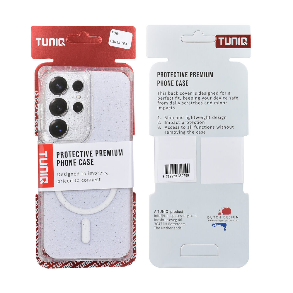 TUNIQ TUNIQ Galaxy S25 Ultra Back cover coque - Magsafe - Glitter - Hanger - Transparent