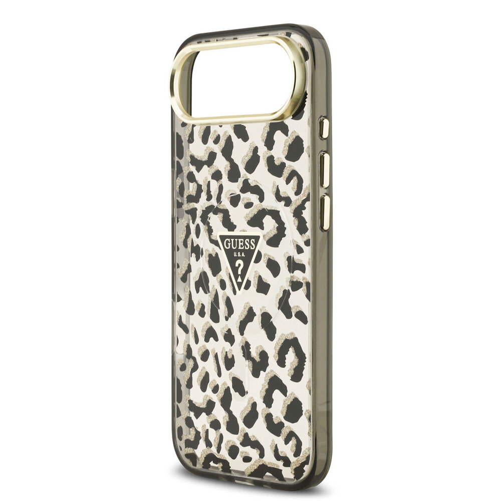 Guess Guess iPhone 17 Air Back cover coque - Noir - Magsafe - Leopard Glitter Edition
