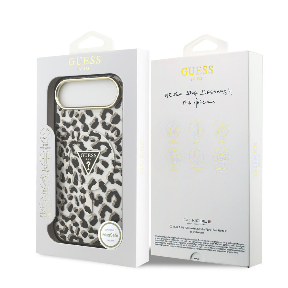 Guess Guess iPhone 17 Air Back cover coque - Noir - Magsafe - Leopard Glitter Edition
