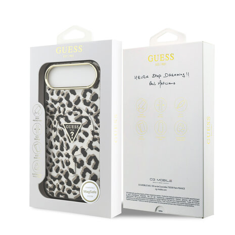 Guess Guess iPhone 17 Air Back-Cover hul - Magsafe - Leopard Glitter Edition - Schwarz