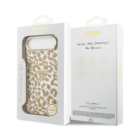 Guess Guess iPhone 17 Air Back cover coque - Marron - Magsafe - Leopard Glitter Edition Guess Guess iPhone 17 Air Back cover coque - Marron - Magsafe - Leopard Glitter Edition