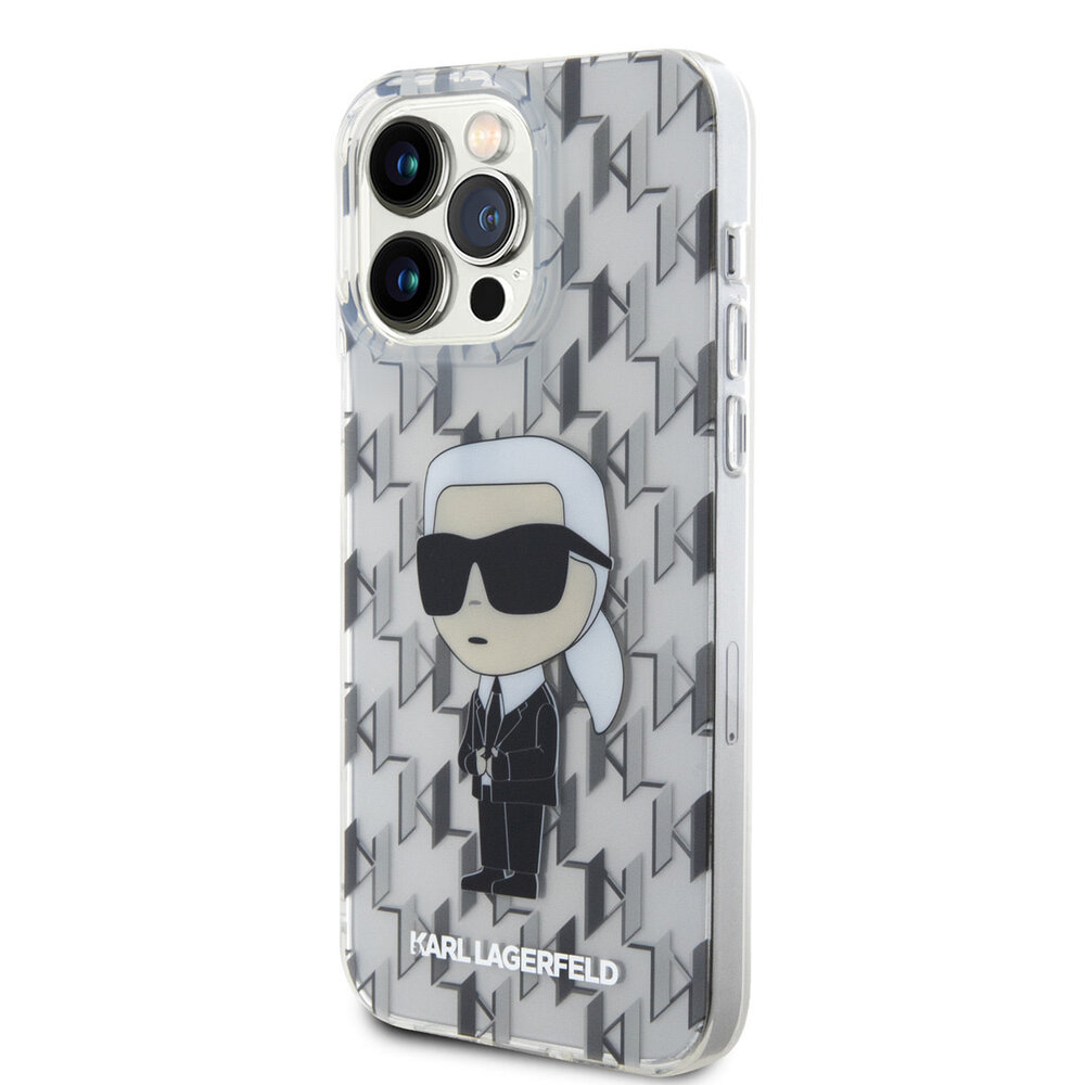 Karl Lagerfeld Karl Lagerfeld iPhone 15 Pro Max Hardcase hoesje - Ikonik Monogram - Transparant