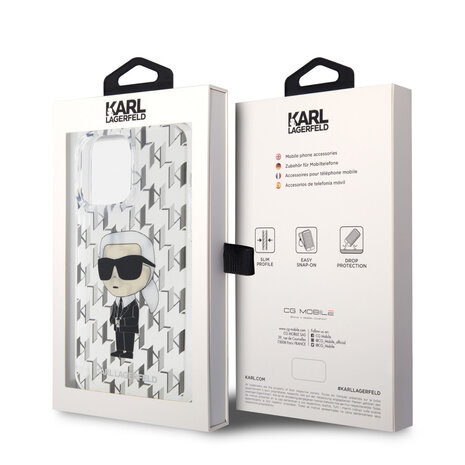 Karl Lagerfeld Karl Lagerfeld Coque arrière en TPU iPhone 15 Pro Max - Ikonik Monogram - Transparent Karl Lagerfeld Karl Lagerfeld Coque arrière en TPU iPhone 15 Pro Max - Ikonik Monogram - Transparent