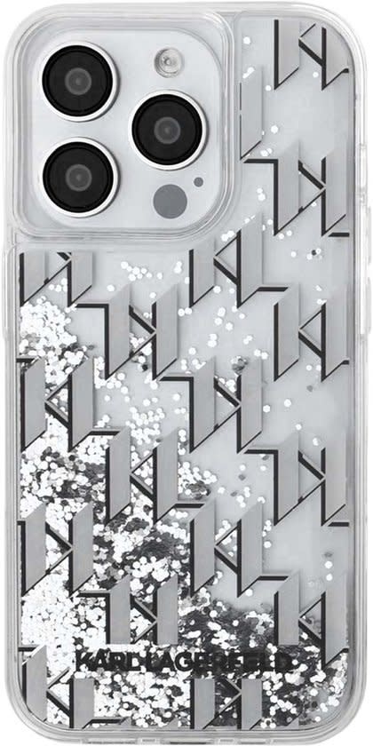 Karl Lagerfeld Karl Lagerfeld iPhone 15 Pro Max Backcover hoesje Liquid glitter - monogram gradient - Wit, foto 4 van 4