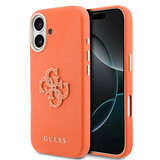Guess Guess iPhone 17 Backcover hoesje - MagSafe - Saffiano Leather - 4G Resin Logo - Oranje