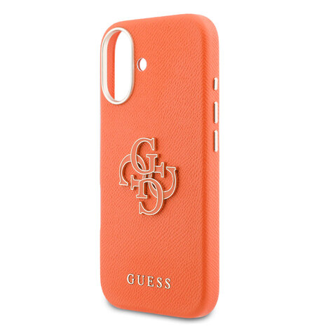 Guess Guess iPhone 17 Back cover case - MagSafe - Saffiano Leather - 4G Resin Logo - Orange Guess Guess iPhone 17 Back cover case - MagSafe - Saffiano Leather - 4G Resin Logo - Orange