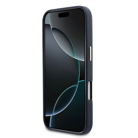 Guess Guess iPhone 17 Back cover case - MagSafe - Saffiano Leather - 4G Resin Logo - Blue Guess Guess iPhone 17 Back cover case - MagSafe - Saffiano Leather - 4G Resin Logo - Blue