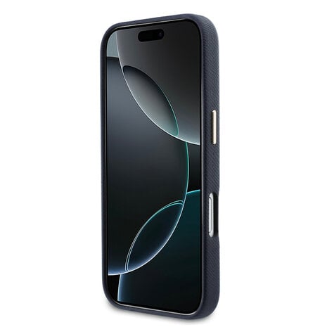 Guess Guess iPhone 17 Back cover coque - MagSafe - Saffiano Leather - 4G Resin Logo - Bleu