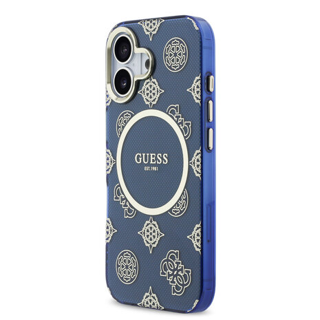 Guess Guess iPhone 17 Backcover hoesje - Magsafe - IML Peony Hot Stamp Design - Blauw Guess Guess iPhone 17 Backcover hoesje - Magsafe - IML Peony Hot Stamp Design - Blauw