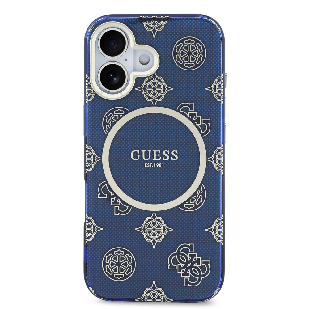 Guess Guess iPhone 17 Back-Cover hul - Magsafe - IML Peony Hot Stamp Design - Blau Guess Guess iPhone 17 Back-Cover hul - Magsafe - IML Peony Hot Stamp Design - Blau