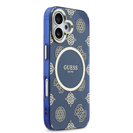 Guess Guess iPhone 17 Back cover coque - Magsafe - IML Peony Hot Stamp Design - Bleu
