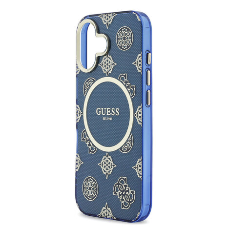 Guess Guess iPhone 17 Back cover case - Magsafe - IML Peony Hot Stamp Design - Blue