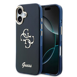 Guess Guess iPhone 17 Back cover case - 4G Script Metal Logo - Silver Edge - Blue
