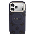 Guess Guess iPhone 17 Pro/iPhone 18 Pro Handyhülle MagSafe PU-Kunstleder mit geprägtem Pfingstrosenmotiv - Blau