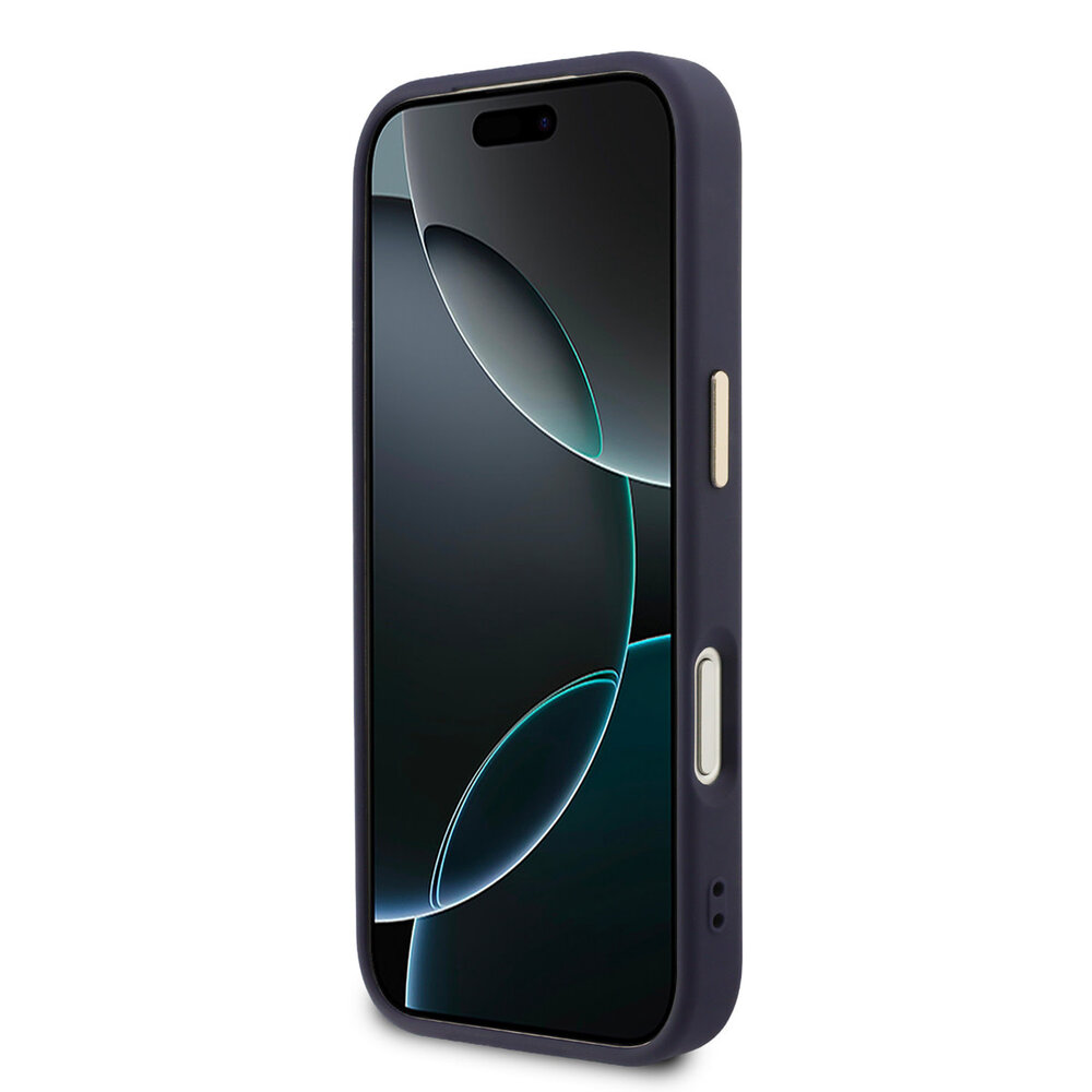 Guess Guess iPhone 17 Pro Back cover case - Magsafe - PU Leather Peony Hot Stamp Design - Blue