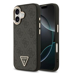 Guess iPhone 17 Back cover coque - MagSafe - 4G Triangle Logo - Gold Edge - Noir