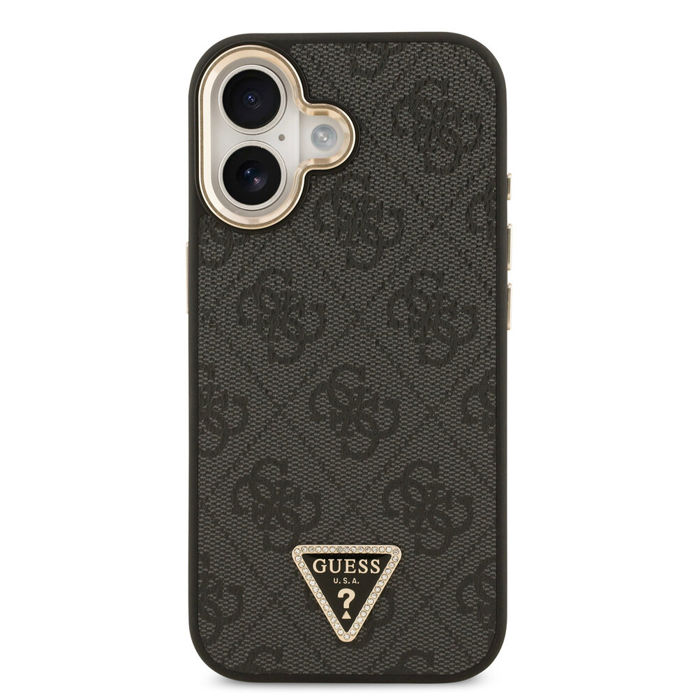 Guess Guess iPhone 17 Back cover coque - MagSafe - 4G Triangle Logo - Gold Edge - Noir Guess Guess iPhone 17 Back cover coque - MagSafe - 4G Triangle Logo - Gold Edge - Noir