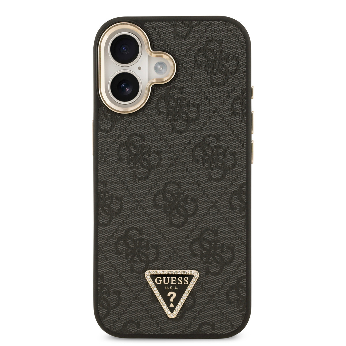 Guess Guess iPhone 17 Backcover hoesje - MagSafe - 4G Triangle Logo - Gold Edge - Zwart, foto 3 van 6