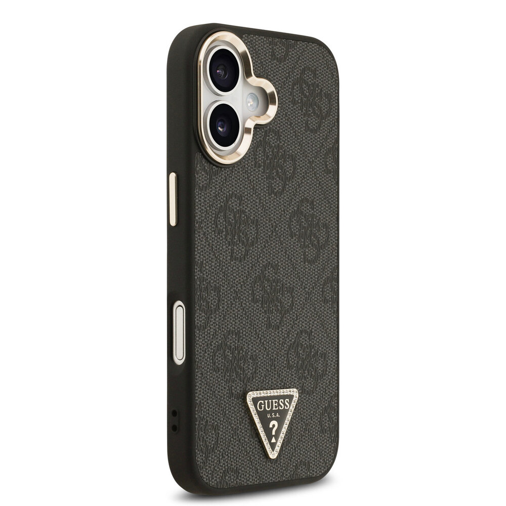 Guess Guess iPhone 17 Back-Cover hul - MagSafe - 4G Triangle Logo - Gold Edge - Schwarz Guess Guess iPhone 17 Back-Cover hul - MagSafe - 4G Triangle Logo - Gold Edge - Schwarz