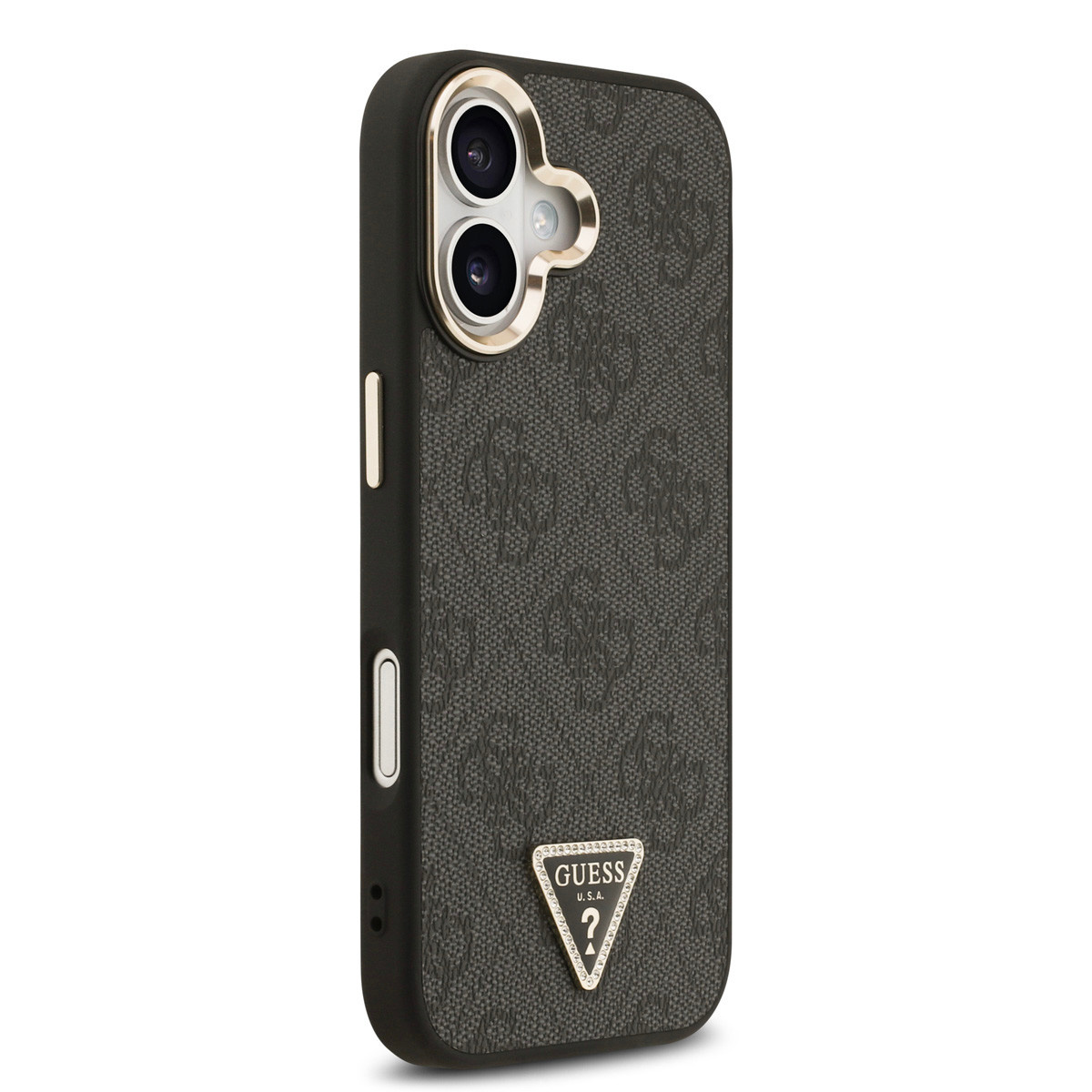 Guess Guess iPhone 17 Backcover hoesje - MagSafe - 4G Triangle Logo - Gold Edge - Zwart, foto 4 van 6