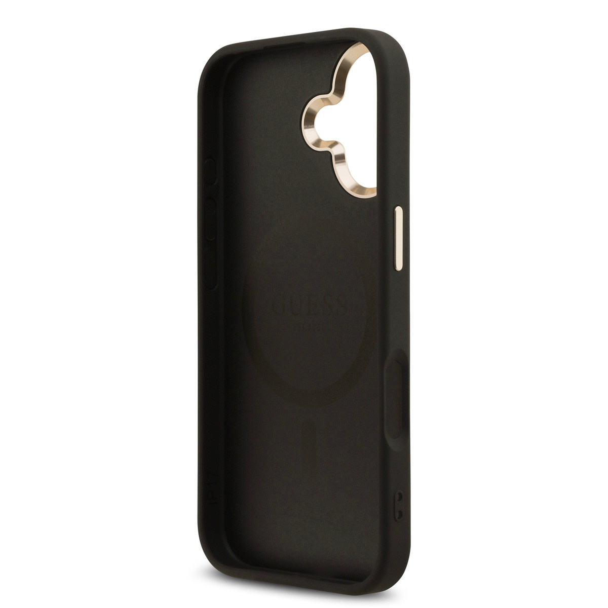 Guess Guess iPhone 17 Backcover hoesje - MagSafe - 4G Triangle Logo - Gold Edge - Zwart, foto 6 van 6