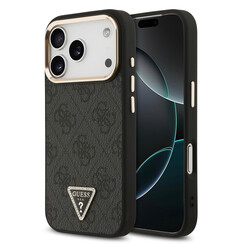 Guess iPhone 17 Pro Backcover hoesje - MagSafe - 4G Triangle Logo - Gold Edge - Zwart
